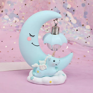 Rasmun Moon Night Lamp – Cute Resin Craft Table Light for Kids Room, Birthday Gift, Graduation, Housewarming, Cartoon Style
