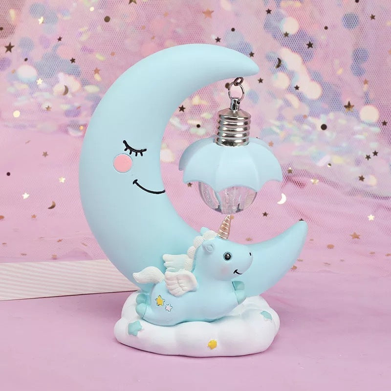 Rasmun Moon Night Lamp – Cute Resin Craft Table Light for Kids Room, Birthday Gift, Graduation, Housewarming, Cartoon Style