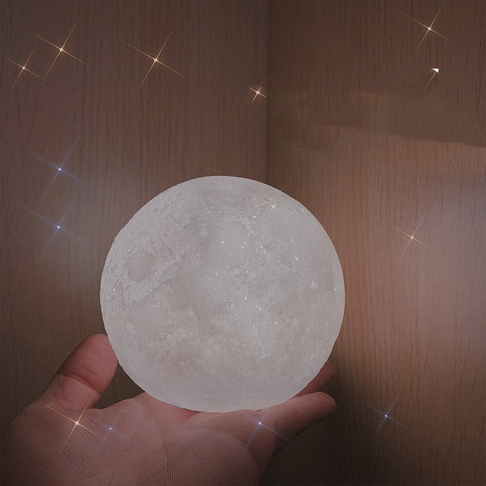 Rasmun 3D Print Rechargeable Moon Lamp – Touch Switch LED Night Light for Bedroom Decor & Gifts