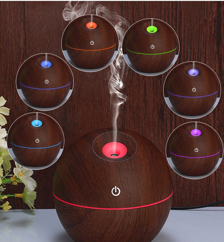 Rasmun USB Ultrasonic Essential Oil Diffuser & Humidifier – 130ml Air Purifier with 7-Color LED Night Light for Home, Office, Baby Room