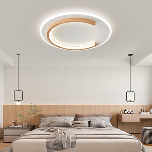 Rasmun Nordic Log Ceiling LED Light – Round Wooden Bedroom Lamp