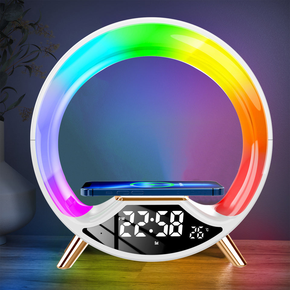 Rasmun O Light – 3-in-1 Wireless Charging Night Light with Bluetooth Speaker, Alarm Clock & Sunrise Wake-Up Lamp