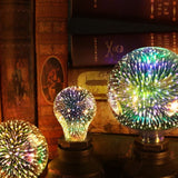 Rasmun 3D Fireworks LED Light Bulb – E27 Decorative Glass Christmas Light for Home, Tree & Holiday Décor – Multiple Festive Shapes