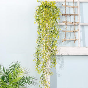Rasmun Hanging Rattan Basket with Fake Flowers – Realistic Plastic Greenery Wall Decor for Home & Garden