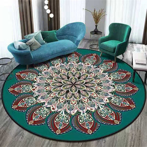 Rasmun Round Polyester Rug – Soft Machine-Woven Carpet for Bedroom & Living Room