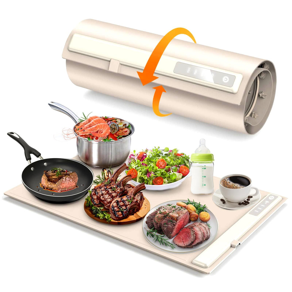 Rasmun Foldable Food Warming Mat – Electric Warming Tray with Graphene Heating, 3 Temp Settings, Touch Control, Portable Hotplate