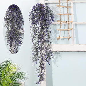 Rasmun Hanging Rattan Basket with Fake Flowers – Realistic Plastic Greenery Wall Decor for Home & Garden