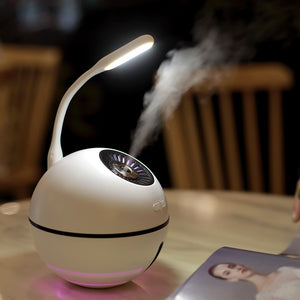 Rasmun Rechargeable Mini Humidifier with LED Light & Fan – 300ML Ultrasonic Aroma Diffuser, USB Portable, 2000mAh Battery