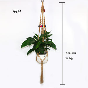 Rasmun Macrame Bead Hanging Basket – Cotton Rope Plant Hanger, Durable Net for Indoor & Outdoor Display