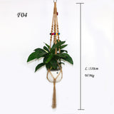 Rasmun Macrame Bead Hanging Basket – Cotton Rope Plant Hanger, Durable Net for Indoor & Outdoor Display