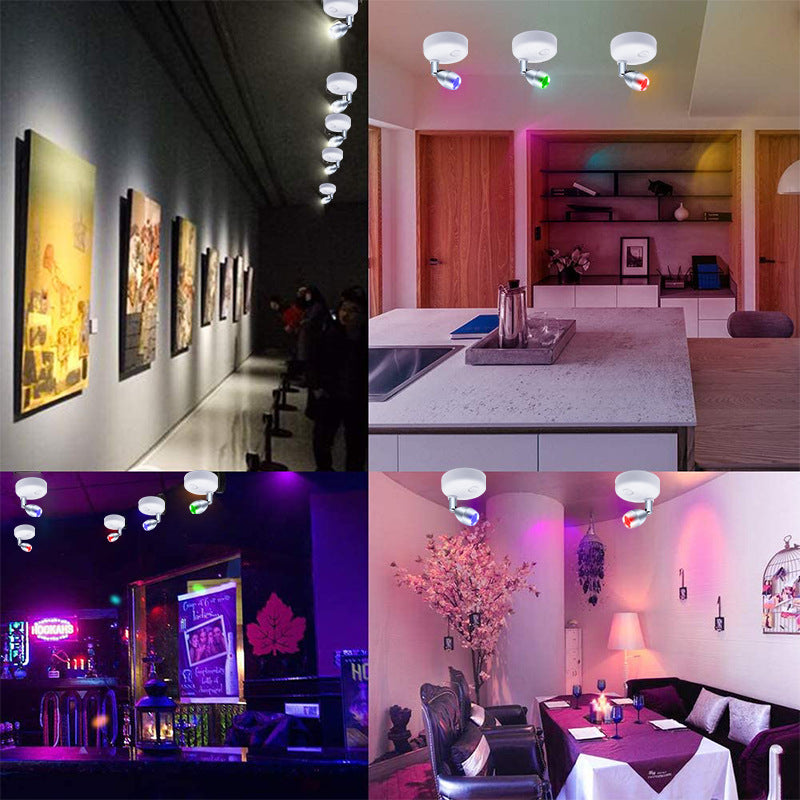 Rasmun Wireless RGB LED Cabinet Spot Light – Remote Control, Adjustable Angle, Battery Powered for Home & Display Lighting