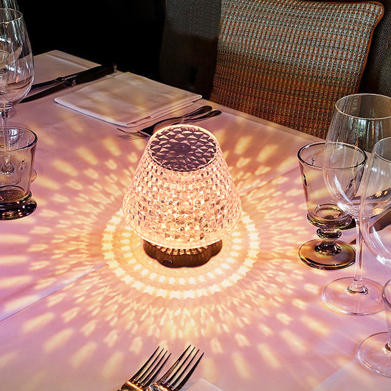 Rasmun Diamond Crystal LED Touch Table Lamp – USB Rechargeable Night Light with Dimmable Colors for Bedroom, Wedding & Restaurant Decor