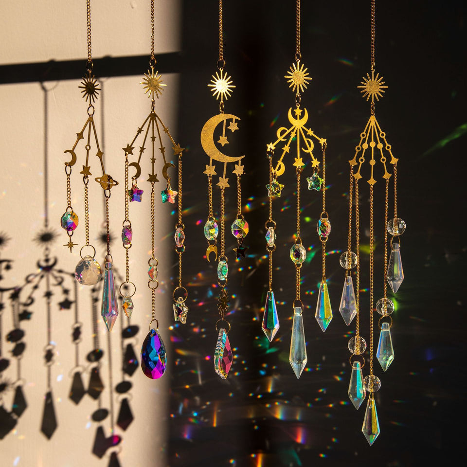 Rasmun Galaxy Crystal Sun Catcher – Sparkling Lighting Wind Chime Pendant for Home