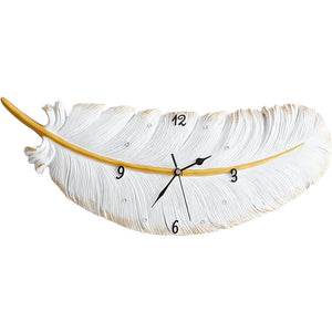 Rasmun Nordic Style Silent Wall Clock – Modern Resin Feather Clock for Living Room, Bedroom, Office Décor