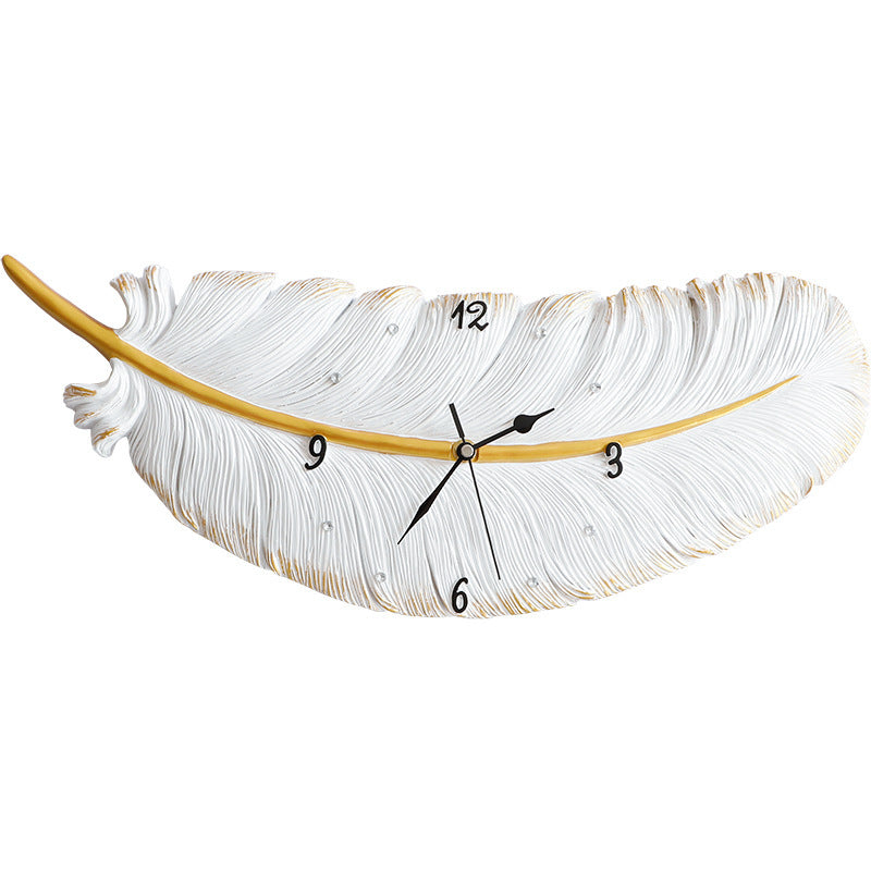 Rasmun Nordic Style Silent Wall Clock – Modern Resin Feather Clock for Living Room, Bedroom, Office Décor