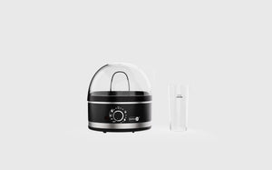 Rasmun Mini Plug-in Steam Egg Boiler – 7-Egg Cooker with Stainless Steel Plate, Overheat Protection & Adjustable Hardness