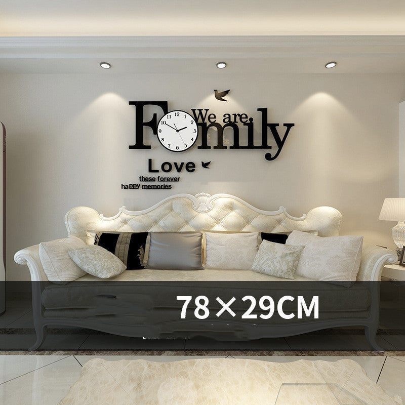 Rasmun Fashion Luxury Wall Clock – European Style Acrylic Wall Décor with English Stickers, Battery Powered for Living Room, Bedroom & Office