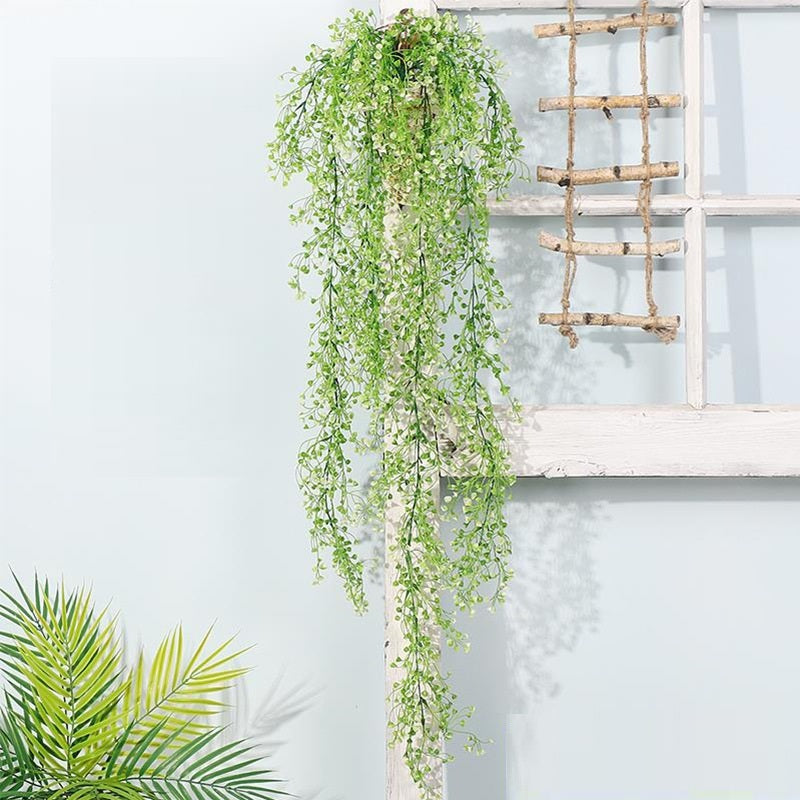 Rasmun Hanging Rattan Basket with Fake Flowers – Realistic Plastic Greenery Wall Decor for Home & Garden
