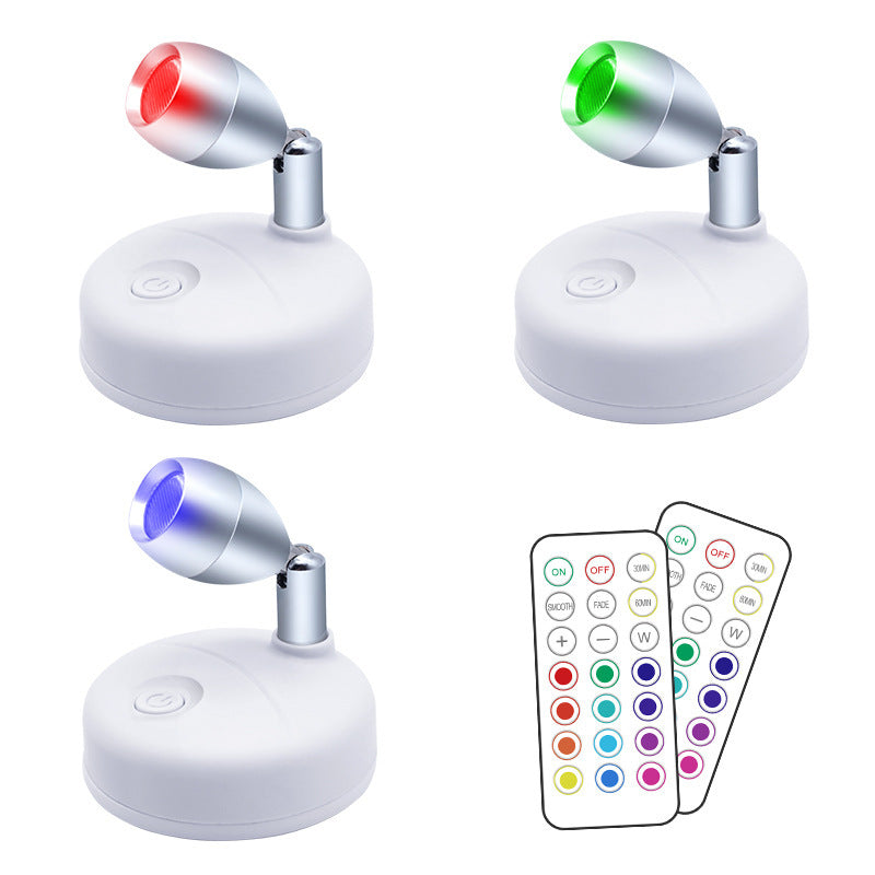 Rasmun Wireless RGB LED Cabinet Spot Light – Remote Control, Adjustable Angle, Battery Powered for Home & Display Lighting