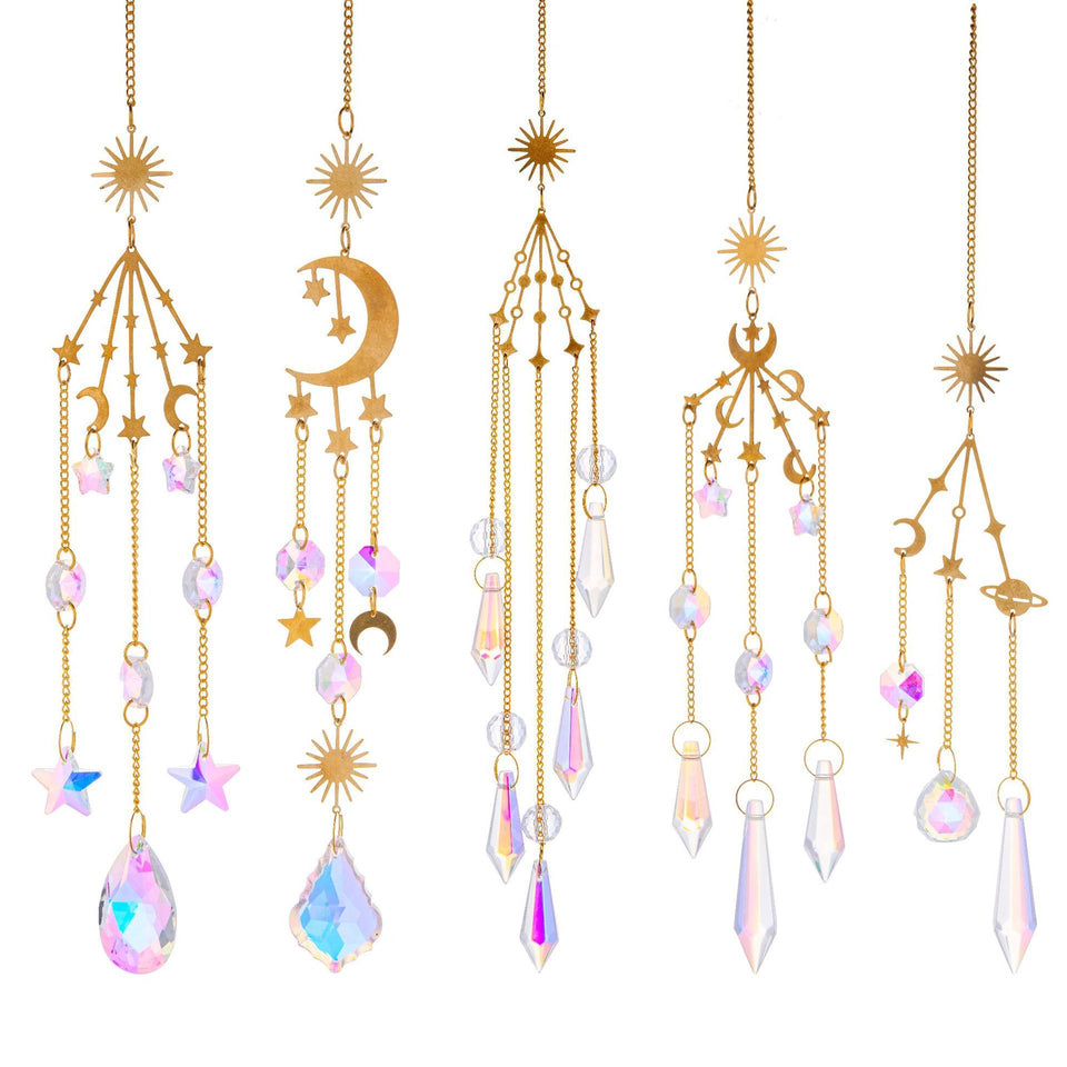 Rasmun Galaxy Crystal Sun Catcher – Sparkling Lighting Wind Chime Pendant for Home