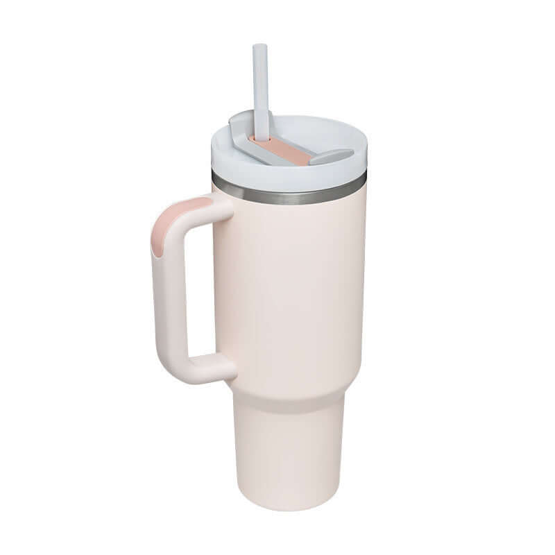 Rasmun 40 Oz Insulated Tumbler with Handle & Straw – Spill Proof