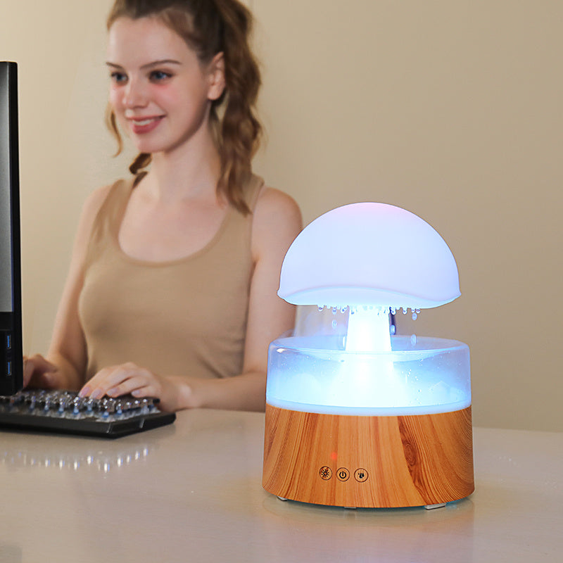 Rasmun New Rain Cloud Humidifier – 500ml Ultrasonic Aroma Diffuser, 7-Color LED, Essential Oils, Relaxing Raindrop Sound