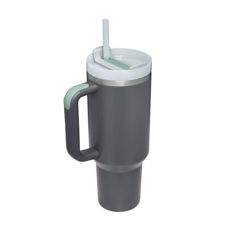 Rasmun 40 Oz Insulated Tumbler with Handle & Straw – Spill Proof
