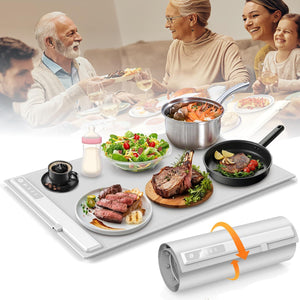 Rasmun Foldable Food Warming Mat – Electric Warming Tray with Graphene Heating, 3 Temp Settings, Touch Control, Portable Hotplate