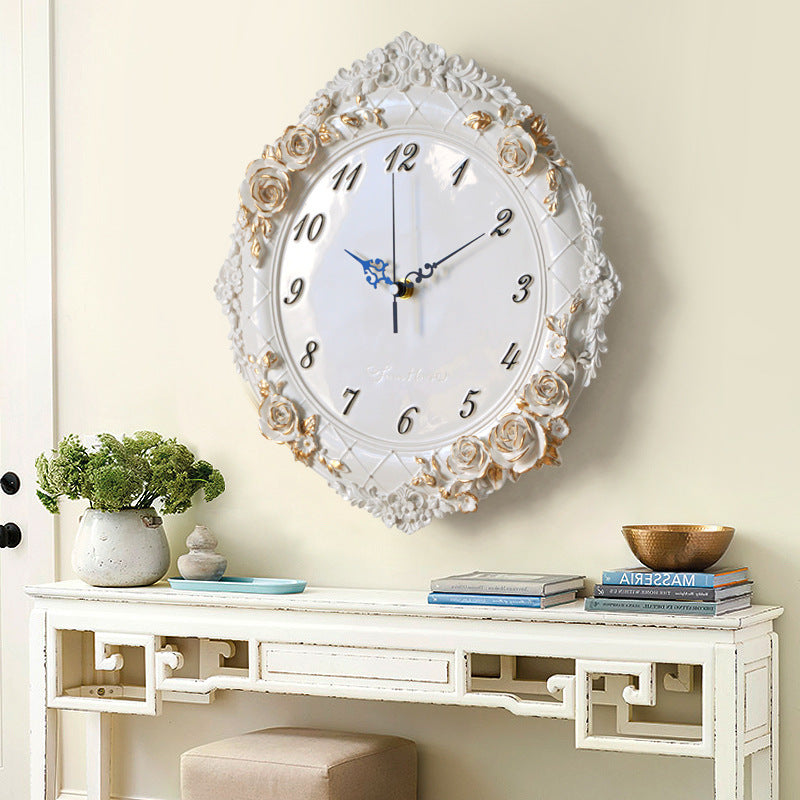 Rasmun European Style Wall Clock – 12-Inch Resin Art Clock for Living Room, Office, Bedroom, and Home Decor