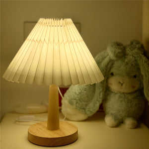 Rasmun USB Vintage Pleated Table Lamp – Dimmable LED Warm Light