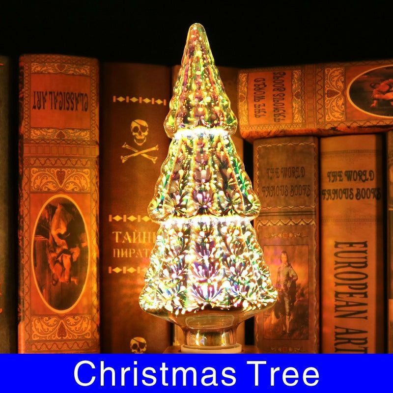 Rasmun 3D Fireworks LED Light Bulb – E27 Decorative Glass Christmas Light for Home, Tree & Holiday Décor – Multiple Festive Shapes