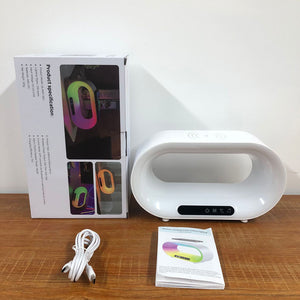 Rasmun 3-in-1 LED Night Light – RGB Desk Lamp, Wireless Charger & Alarm