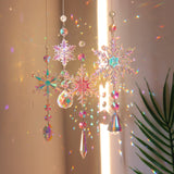 Rasmun Christmas Snowflake Crystal Sun Catcher – Colorful Ice Pillar Pendant for Window, Tree, or Party Decor