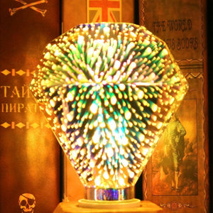 Rasmun 3D Fireworks LED Light Bulb – E27 Decorative Glass Christmas Light for Home, Tree & Holiday Décor – Multiple Festive Shapes