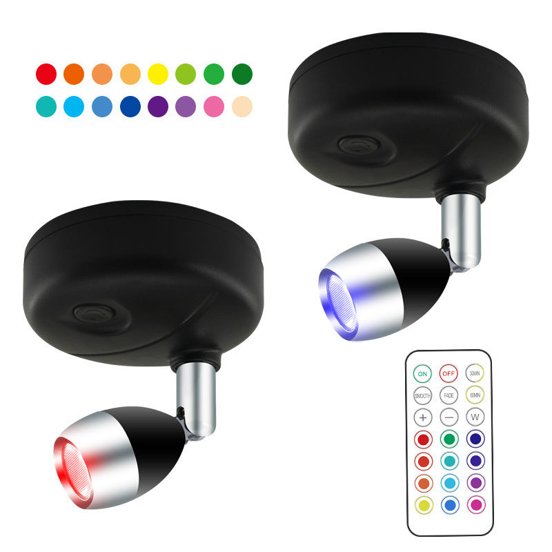 Rasmun Wireless RGB LED Cabinet Spot Light – Remote Control, Adjustable Angle, Battery Powered for Home & Display Lighting