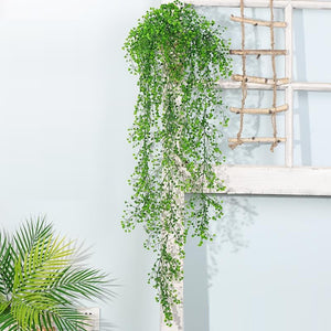 Rasmun Hanging Rattan Basket with Fake Flowers – Realistic Plastic Greenery Wall Decor for Home & Garden