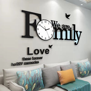 Rasmun Fashion Luxury Wall Clock – European Style Acrylic Wall Décor with English Stickers, Battery Powered for Living Room, Bedroom & Office