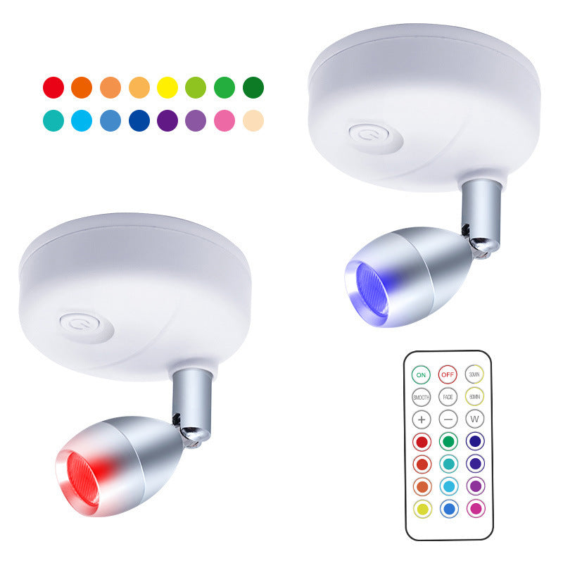 Rasmun Wireless RGB LED Cabinet Spot Light – Remote Control, Adjustable Angle, Battery Powered for Home & Display Lighting