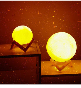 Rasmun 3D Print Rechargeable Moon Lamp – Touch Switch LED Night Light for Bedroom Decor & Gifts