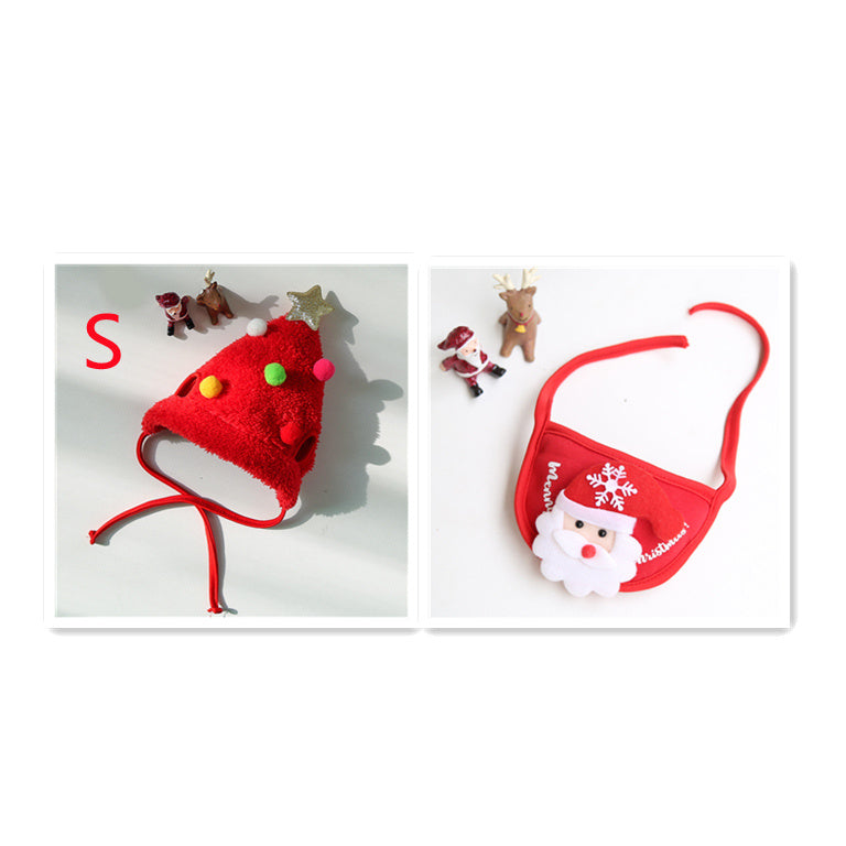 Rasmun Pet Christmas Hat & Saliva Towel Bib – Cute Festive Pet Outfit