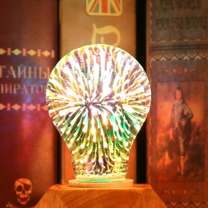 Rasmun 3D Fireworks LED Light Bulb – E27 Decorative Glass Christmas Light for Home, Tree & Holiday Décor – Multiple Festive Shapes