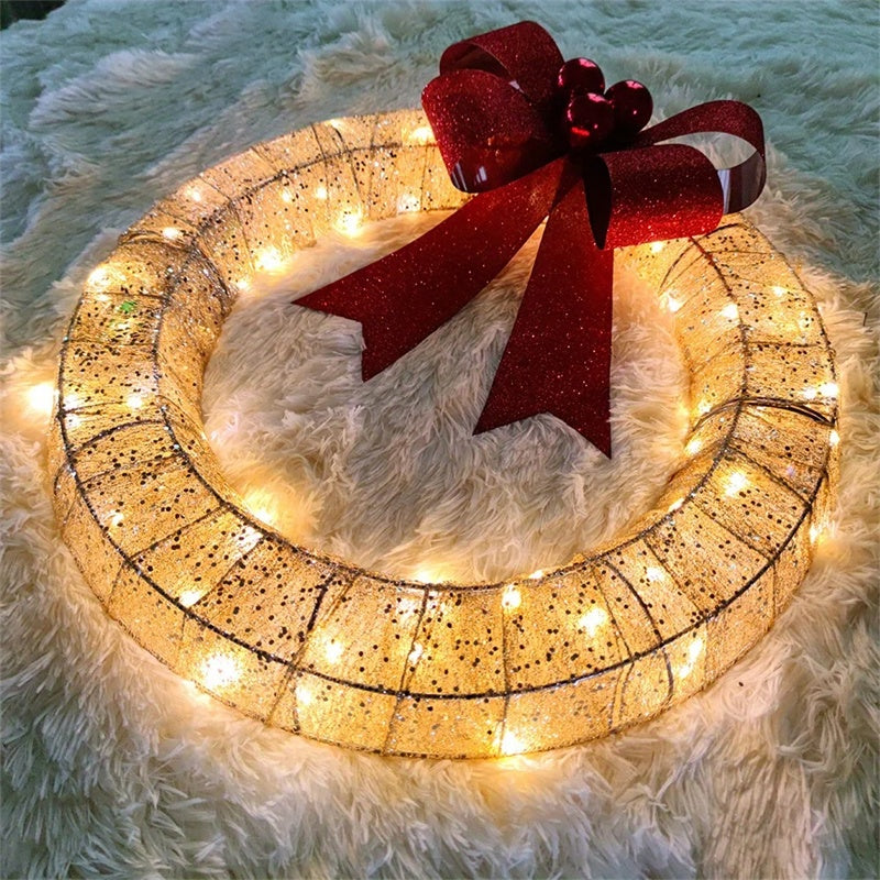 Rasmun 50CM Luminous Christmas Garland Wreath – Warm LED Lights