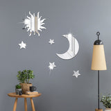 Rasmun Star Moon Mirror Wall Stickers – 3D DIY Acrylic Self-Adhesive Modern Decor in Silver, Gold, or Black