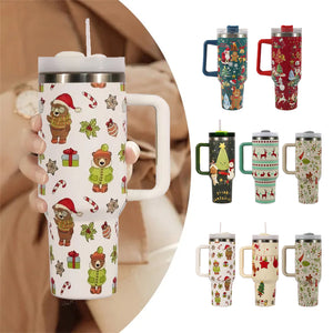 Rasmun 1200ml Insulated Stainless Steel Tumbler with Handle and Straw