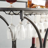 Rasmun 2-Tier Bar Cart – Rolling Black Wine Cart with Rack & Glass Holder