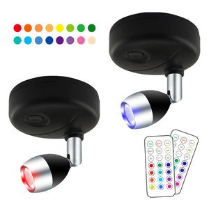 Rasmun Wireless RGB LED Cabinet Spot Light – Remote Control, Adjustable Angle, Battery Powered for Home & Display Lighting