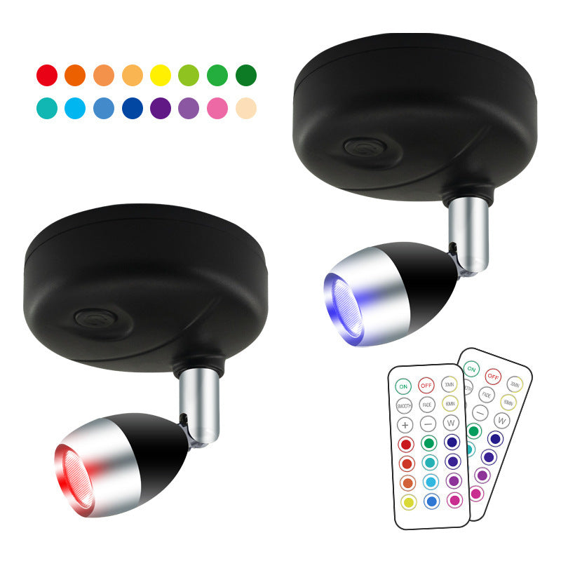 Rasmun Wireless RGB LED Cabinet Spot Light – Remote Control, Adjustable Angle, Battery Powered for Home & Display Lighting