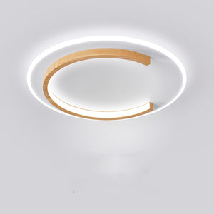 Rasmun Nordic Log Ceiling LED Light – Round Wooden Bedroom Lamp