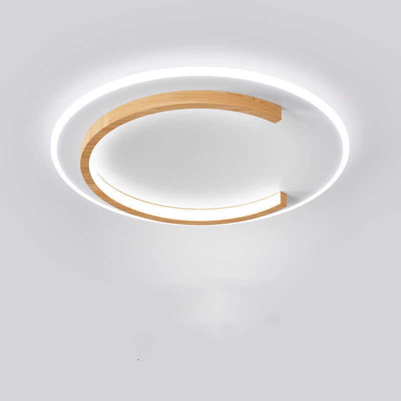 Rasmun Nordic Log Ceiling LED Light – Round Wooden Bedroom Lamp