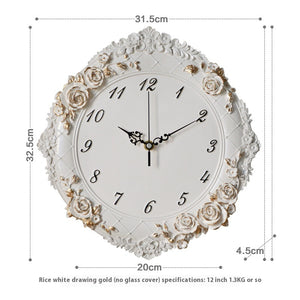 Rasmun European Style Wall Clock – 12-Inch Resin Art Clock for Living Room, Office, Bedroom, and Home Decor